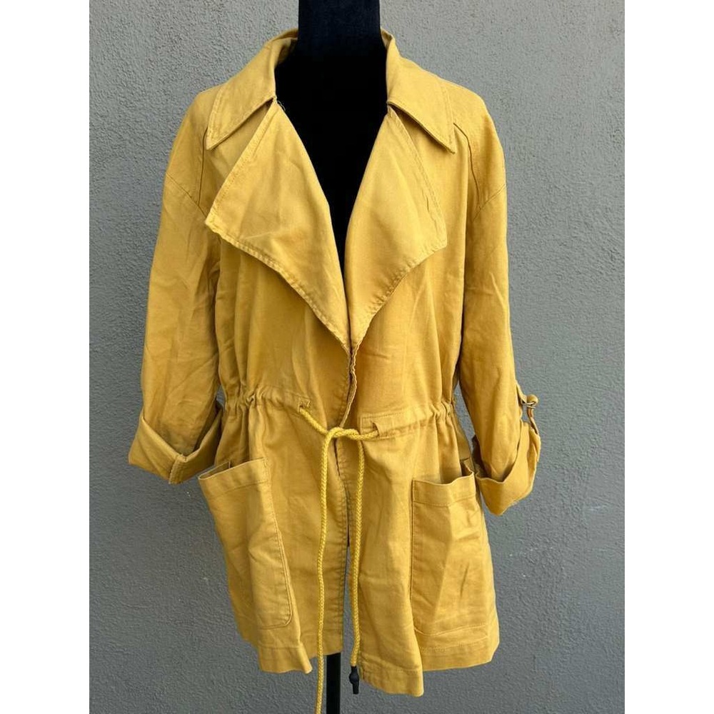 Black Label by C'est Toi Mustard Yellow Utility Jacket Drawstring Waist Large‎